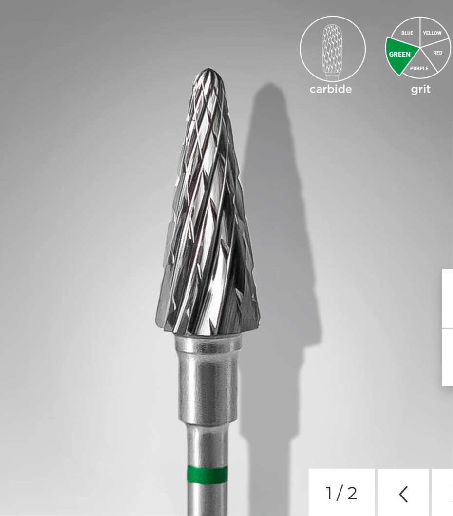 Foret À Ongles En Carbure, «Cône» Vert, Diamètre 6 Mm, Partie Active 14 Mm FT71G060/14