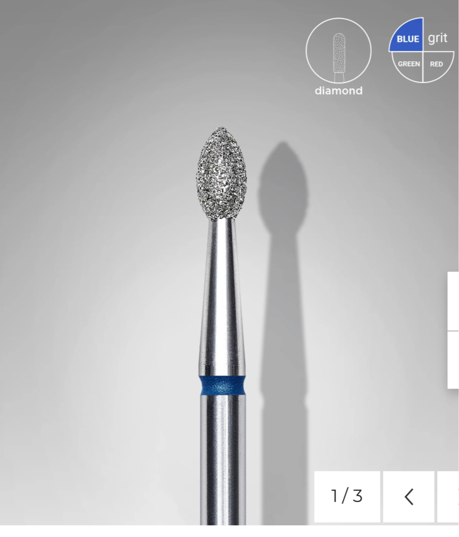 Foret à ongles diamanté, « bourgeon » arrondi, bleu, diamètre de la tête 2.5 mm, partie active 4.5 mm FA60B025/45